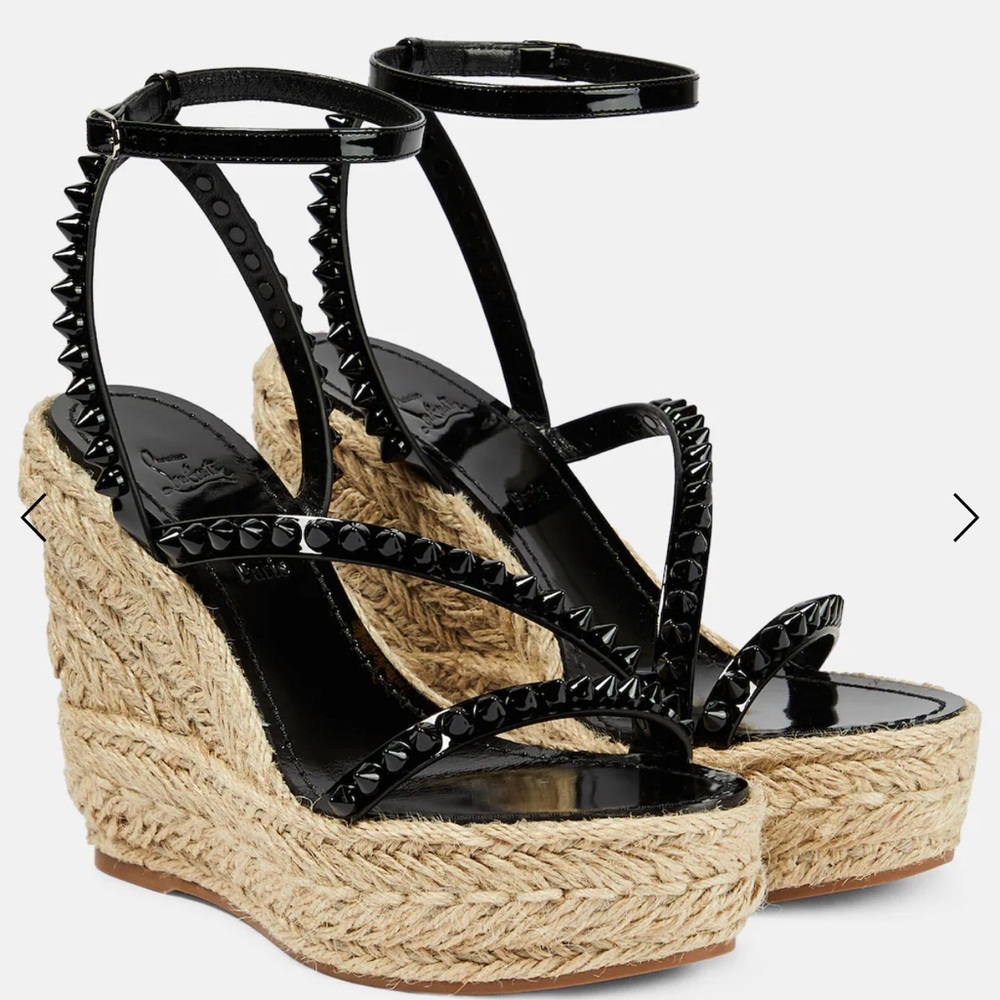 CHRISTIAN LOUBOUTIN. WORN ONLY ONCE 
Mafaldina Zeppa leather espadrille wedges